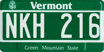 VT license plate NKH216