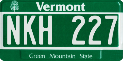 VT license plate NKH227