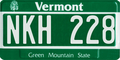 VT license plate NKH228