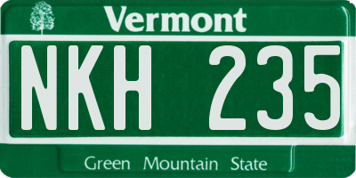 VT license plate NKH235