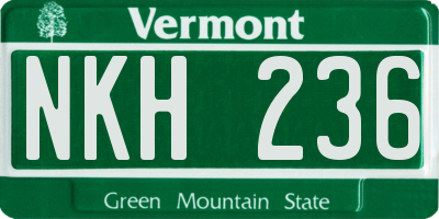 VT license plate NKH236