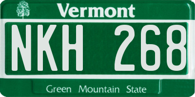 VT license plate NKH268