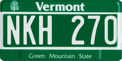 VT license plate NKH270