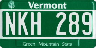 VT license plate NKH289