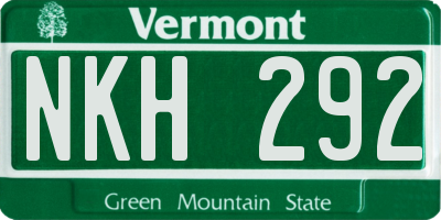 VT license plate NKH292