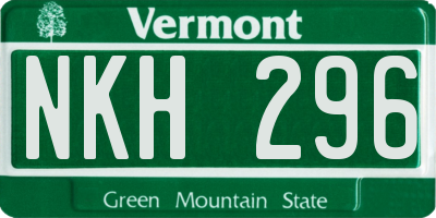 VT license plate NKH296