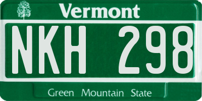 VT license plate NKH298