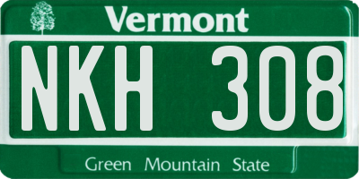 VT license plate NKH308