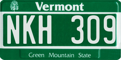 VT license plate NKH309