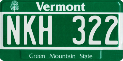 VT license plate NKH322