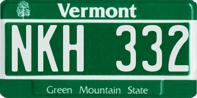 VT license plate NKH332