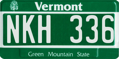 VT license plate NKH336