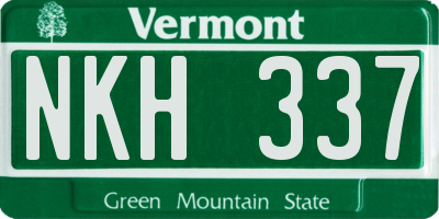 VT license plate NKH337