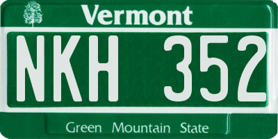 VT license plate NKH352