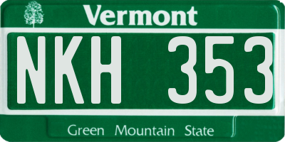VT license plate NKH353