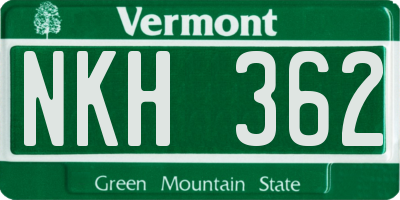 VT license plate NKH362