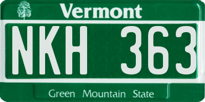 VT license plate NKH363