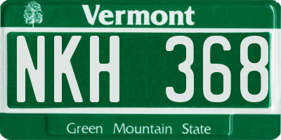 VT license plate NKH368