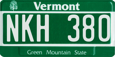 VT license plate NKH380