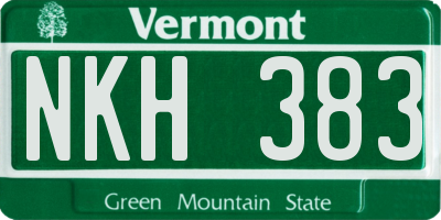 VT license plate NKH383