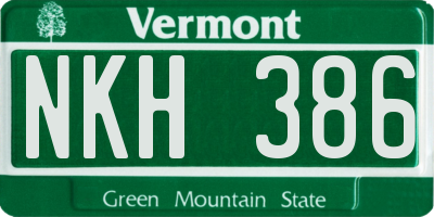 VT license plate NKH386