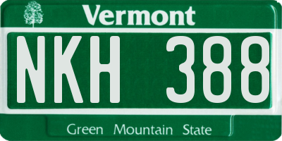 VT license plate NKH388