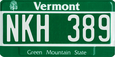 VT license plate NKH389