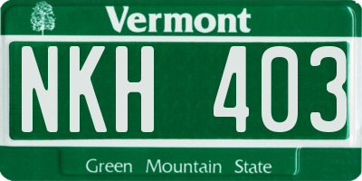 VT license plate NKH403