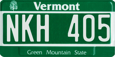 VT license plate NKH405