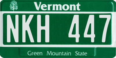 VT license plate NKH447