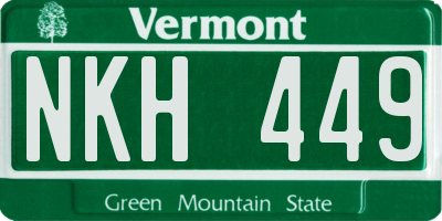 VT license plate NKH449