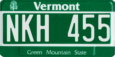 VT license plate NKH455