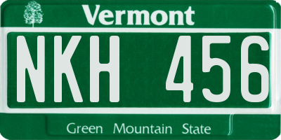 VT license plate NKH456
