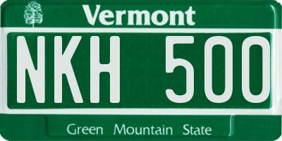 VT license plate NKH500
