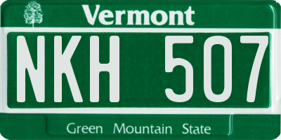 VT license plate NKH507