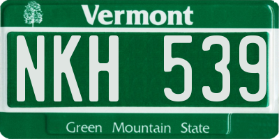 VT license plate NKH539