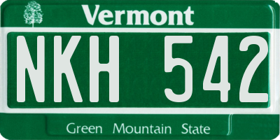 VT license plate NKH542