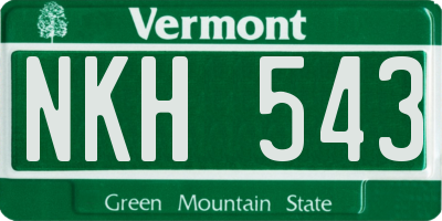 VT license plate NKH543
