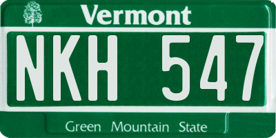 VT license plate NKH547