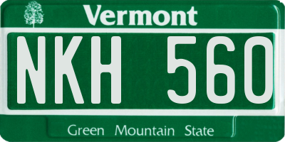 VT license plate NKH560