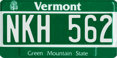 VT license plate NKH562