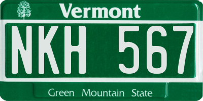 VT license plate NKH567