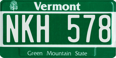 VT license plate NKH578