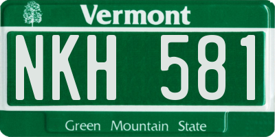 VT license plate NKH581