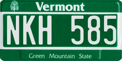 VT license plate NKH585