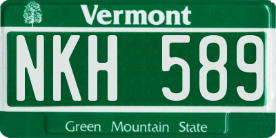 VT license plate NKH589