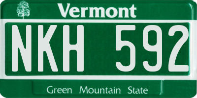 VT license plate NKH592