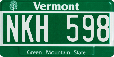 VT license plate NKH598