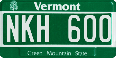 VT license plate NKH600