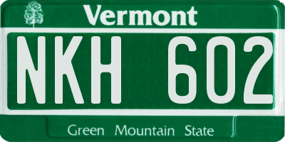 VT license plate NKH602